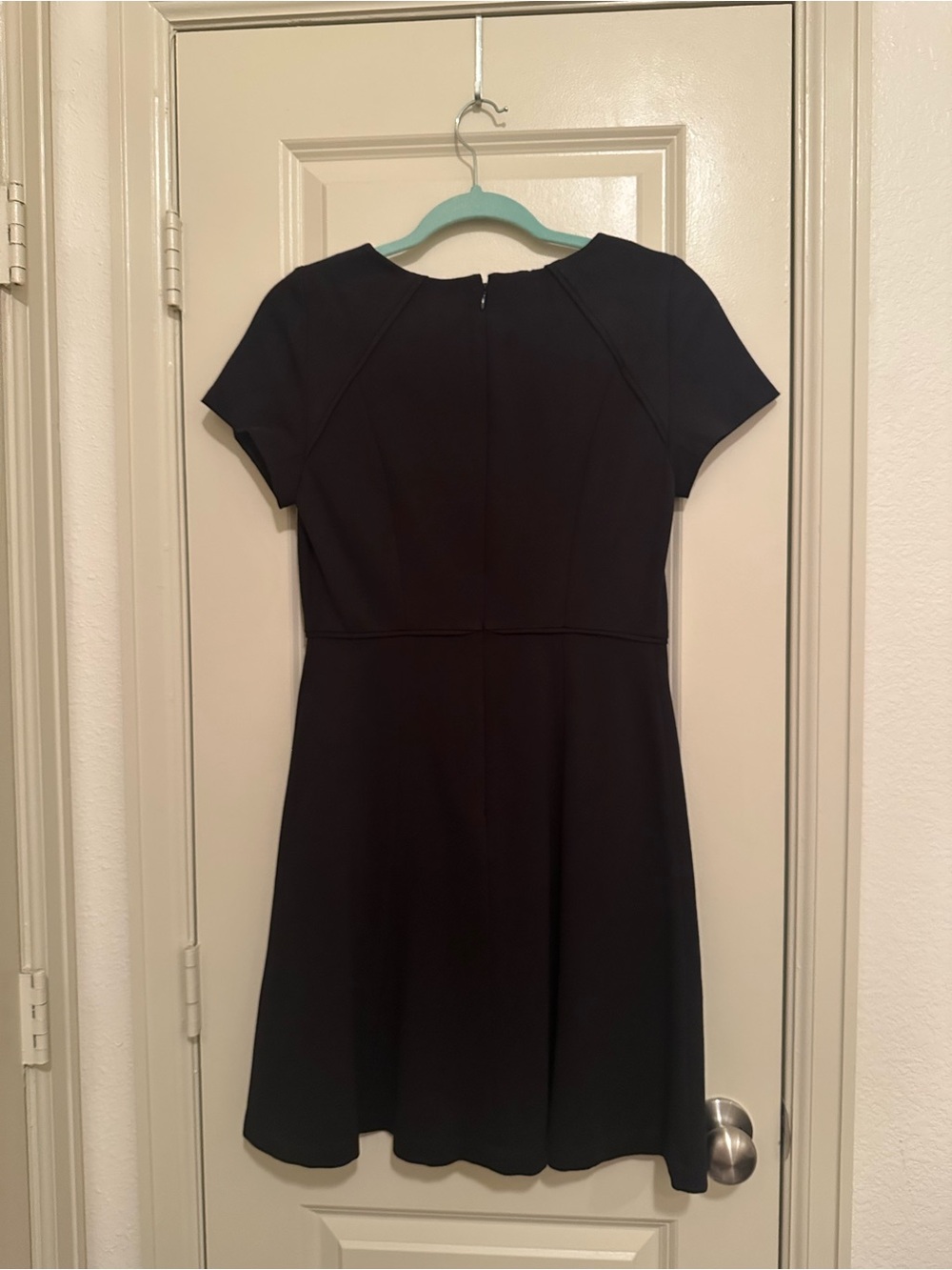 J. Crew Black Short-Sleeve Fit & Flare Dress